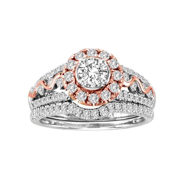 14-K-White-Rose-gold-1.01ctw -Multistone-Engagement-Diamond-Ring 