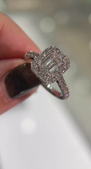 Custom Made 1ct Lab Emerald Diamond in a Halo Setting