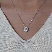 CR-P7393 - 10K White Gold Canadian Diamond Oval Vintage-Inspired Pendant