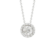 14k White Gold 1/10ctw Petite Diamond Cut Halo Set Pendant