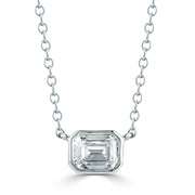 Emerald Bezel Set  Pendant Made In 14K White Gold