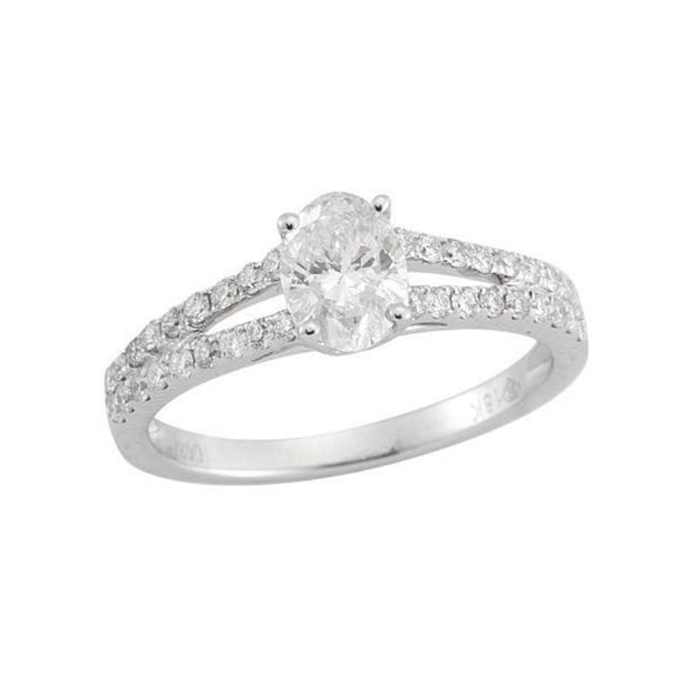 14 K White Gold 1ctw  Split shank Engagement Diamond Ring | Fame Diamonds