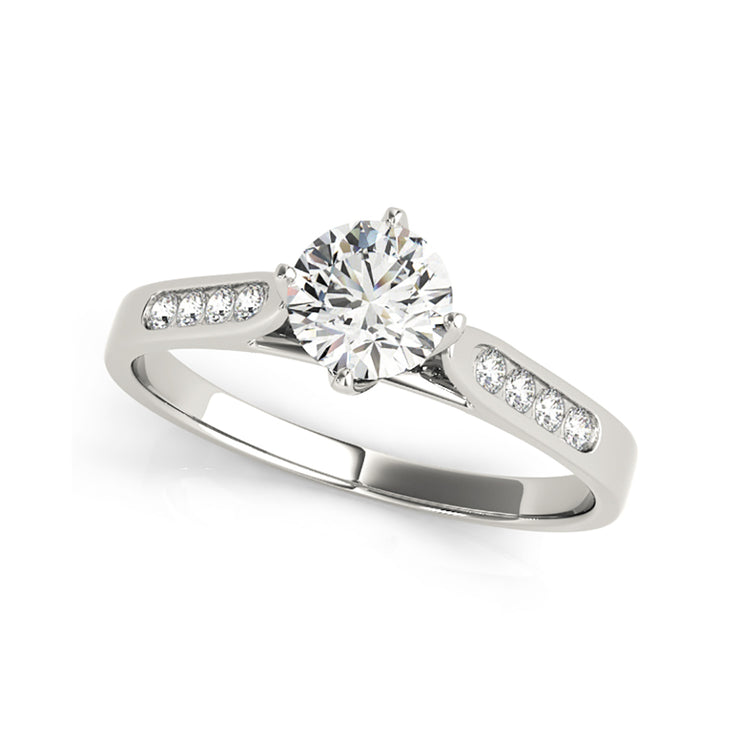 Round Brilliant Cut Diamond Reverse Tapered Shank Diamond Engagement Ring(  0.6 CTW)