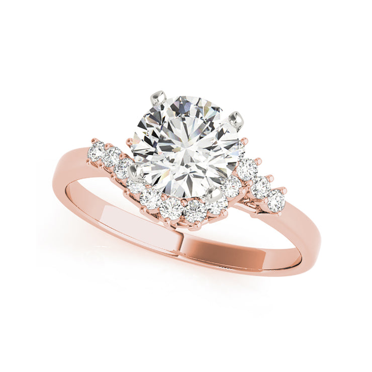 Half Bypass Diamond With Round Brilliant Cut Diamond Engagement Ring(  0.77 CTW)