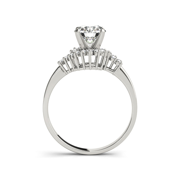 Half Bypass Diamond With Round Brilliant Cut Diamond Engagement Ring(  0.77 CTW)