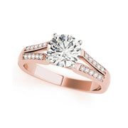 Four Prongs Peg Head Round Brilliant Cut Diamond Engagement Ring(  0.68 CTW)