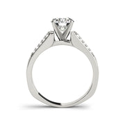 Four Prongs Peg Head Round Brilliant Cut Diamond Engagement Ring(  0.68 CTW)