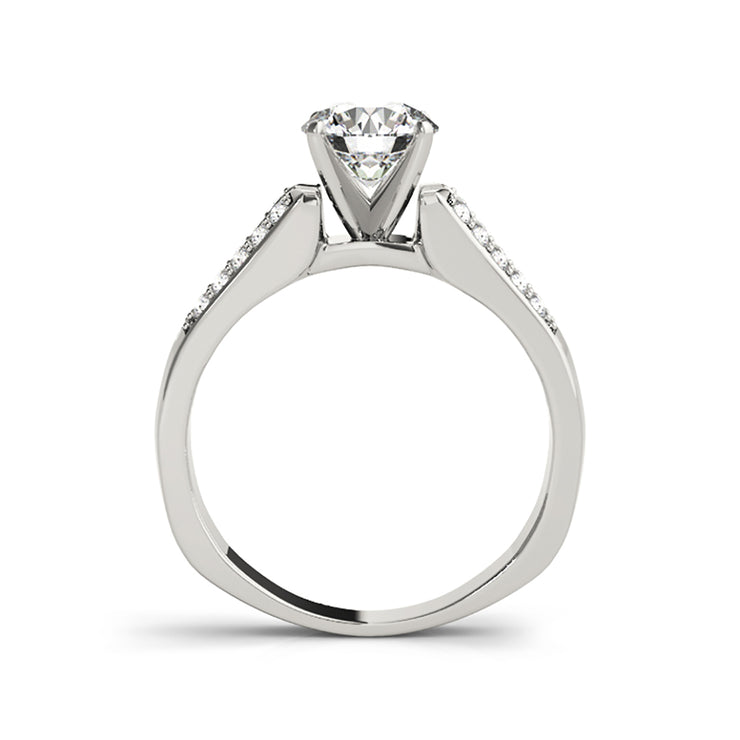 Four Prongs Peg Head Round Brilliant Cut Diamond Engagement Ring(  0.68 CTW)