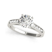 Simple Channel Set Solitaire Round Brilliant Cut Diamond engagement Ring(  0.62 CTW)