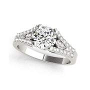 Split Shank Catheral Solitaire Round Brilliant Cut Diamond Engagement Ring(  0.76 CTW)