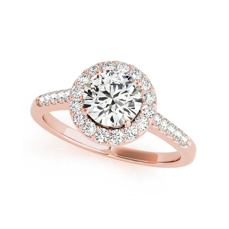 Round Brilliant Cut Halo Diamond Engagement Ring with Side Diamonds(  0.72 CTW)