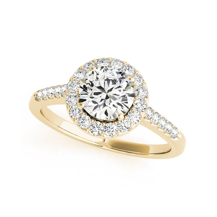 Round Brilliant Cut Halo Diamond Engagement Ring with Side Diamonds(  0.72 CTW)