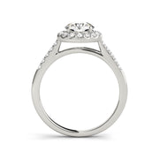 Round Brilliant Cut Halo Diamond Engagement Ring with Side Diamonds(  0.72 CTW)