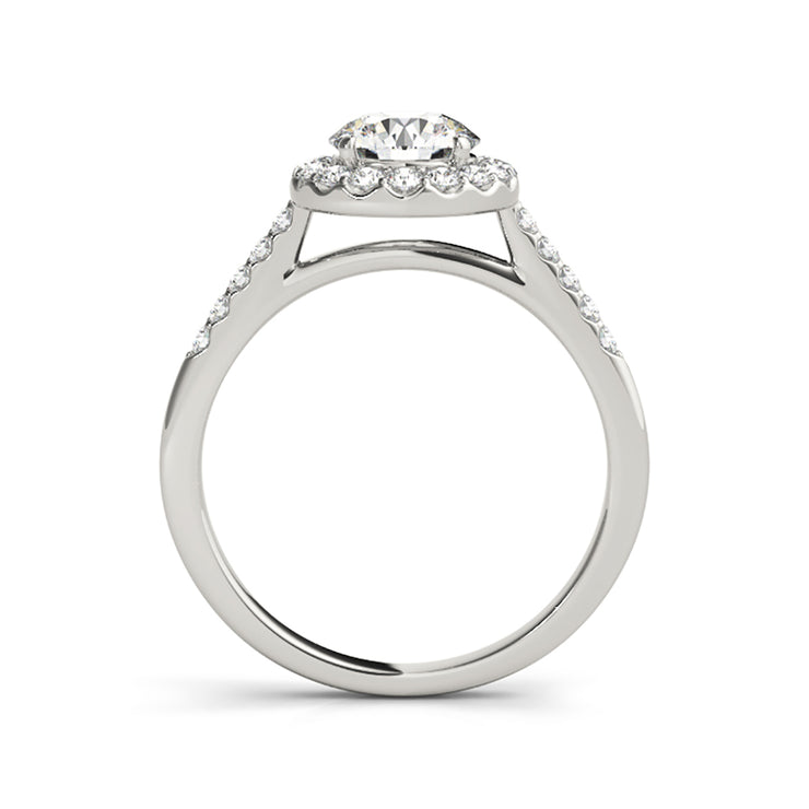 Round Brilliant Cut Halo Diamond Engagement Ring with Side Diamonds(  0.72 CTW)