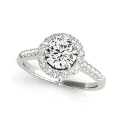 Round Brilliant Cut Halo Diamond Engagement Ring with Side Diamonds(  0.72 CTW)
