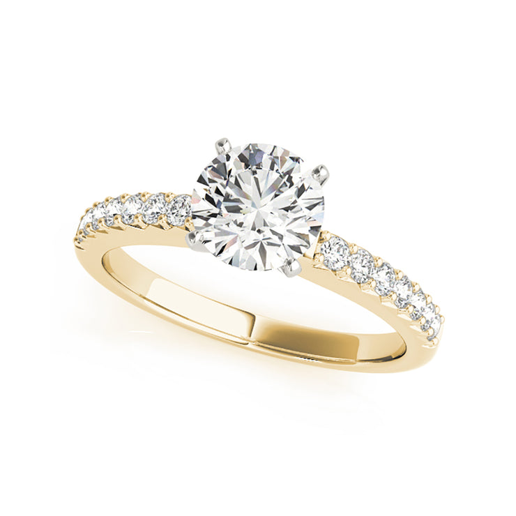 Round Brilliant Cut Diamond with Prong set diamonds Engagement Ring(  1.3 CTW)