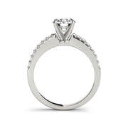 Round Brilliant Cut Diamond with Prong set diamonds Engagement Ring(  1.3 CTW)