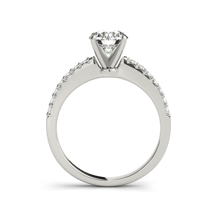 Round Brilliant Cut Diamond with Prong set diamonds Engagement Ring(  1.3 CTW)
