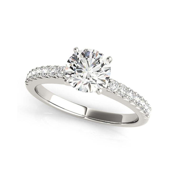 Round Brilliant Cut Diamond with Prong set diamonds Engagement Ring(  1.3 CTW)