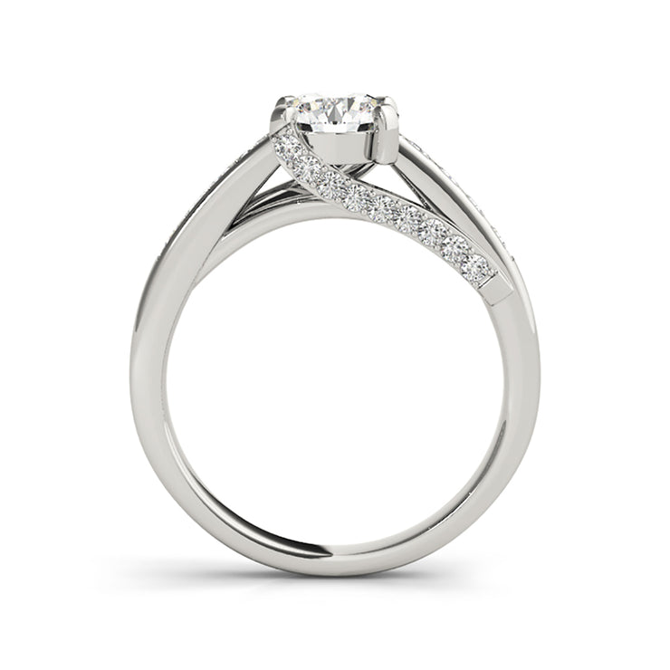 Solitaire Round Brilliant Cut Swirly Gallery Diamond Engagement Ring(  0.84 CTW)