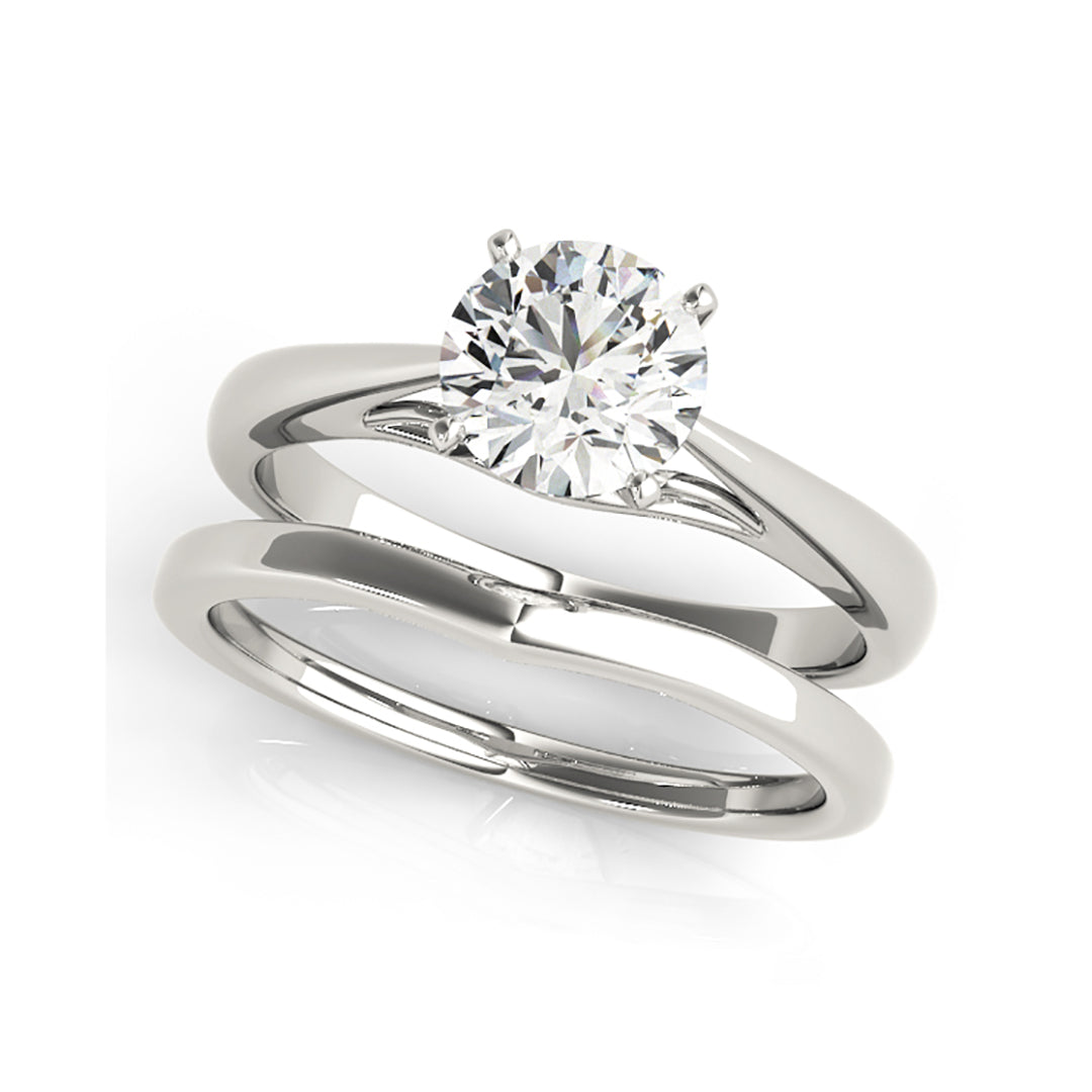 Simple Classic Solitaire Round Brilliant Cut Filigree Diamond Engagement Rinng(  0.5 CTW)