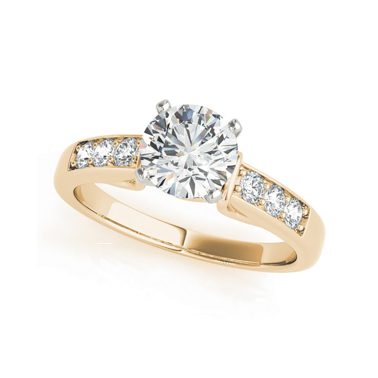 Simple Channel Set Solitaire Round Brilliant Cut Diamond Engagement Rinng(  0.75 CTW)