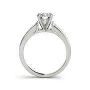 Simple Channel Set Solitaire Round Brilliant Cut Diamond Engagement Rinng(  0.75 CTW)