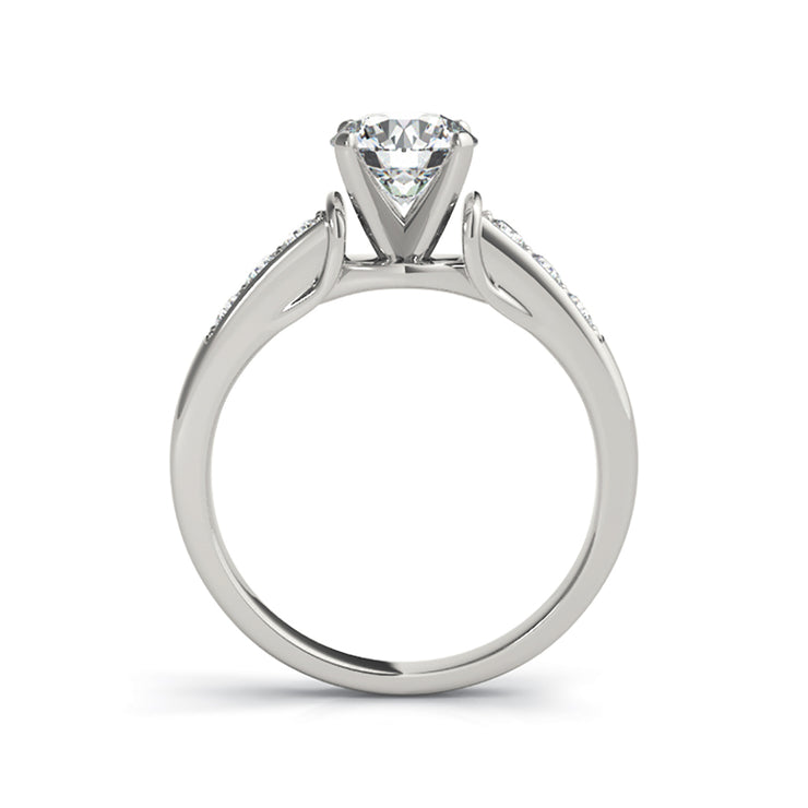 Simple Channel Set Solitaire Round Brilliant Cut Diamond Engagement Rinng(  0.75 CTW)