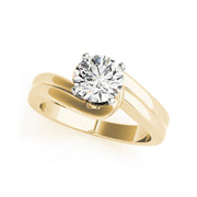 Double Row Bypass Solitaire Round Brilliant Cut Diamond Engagement Ring(  0.5 CTW)