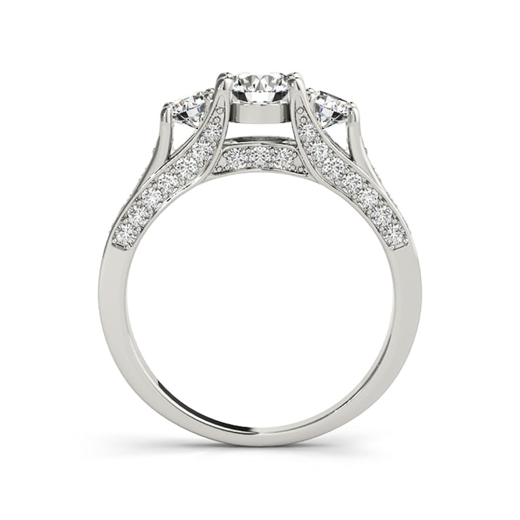 Three-stone Solitaire Round Brilliant Cut Diamond Engagement Ring(  1.36 CTW)