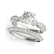 Scalloped Band Solitaire Round Brilliant Cut Diamond Engagement Ring(  0.63 CTW)