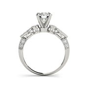 Scalloped Band Solitaire Round Brilliant Cut Diamond Engagement Ring(  0.63 CTW)