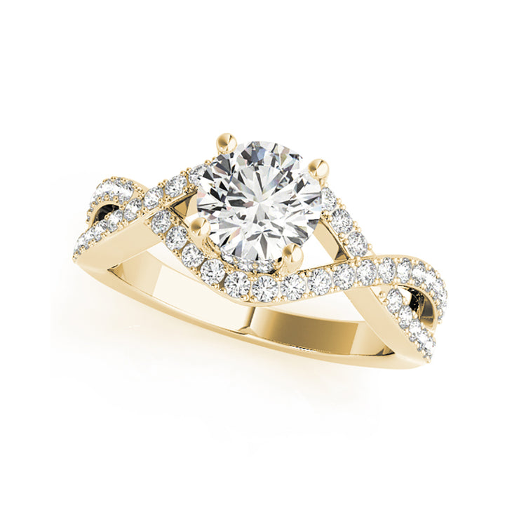 Twisted Diamond Band Rond Brilliant Cut Diamond Engagement ring(  0.78 CTW)