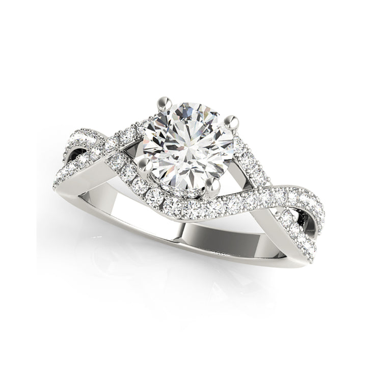 Twisted Diamond Band Rond Brilliant Cut Diamond Engagement ring(  0.78 CTW)