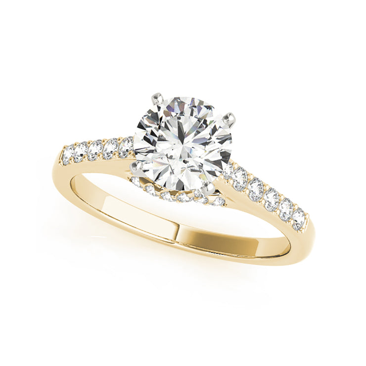 Solitaire Round Brilliant Cut Single Row Diamond Shank Engagement Ring(  0.73 CTW)