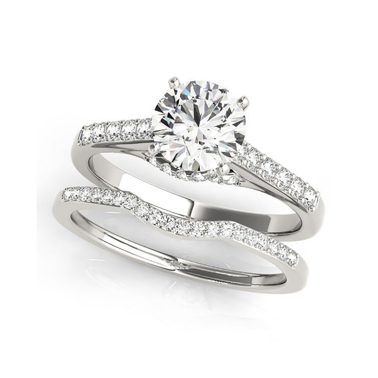 Solitaire Round Brilliant Cut Single Row Diamond Shank Engagement Ring(  0.73 CTW)