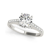 Solitaire Round Brilliant Cut Single Row Diamond Shank Engagement Ring(  0.73 CTW)
