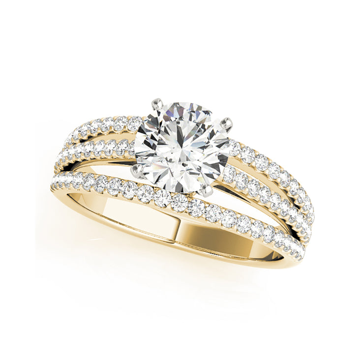 Fascinating Three-Row Diamond Shank Round Brilliant Cut Diamond Engagement ring(  0.87 CTW)