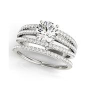 Fascinating Three-Row Diamond Shank Round Brilliant Cut Diamond Engagement ring(  0.87 CTW)