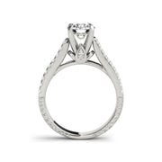 Round Brilliant Cut Stunning Two-Row Pave Shank Diamond Engagement Ring(  1.02 CTW)