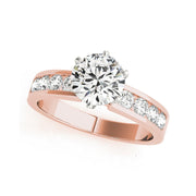 14K WHITE GOLD SIMPLE SOLITAIRE ROUND BRILLIANT CUT CHANNEL SET DIAMOND ENGAGEMENT RING