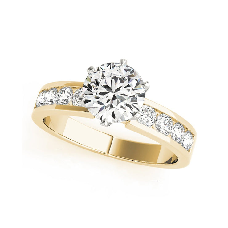 14K WHITE GOLD SIMPLE SOLITAIRE ROUND BRILLIANT CUT CHANNEL SET DIAMOND ENGAGEMENT RING
