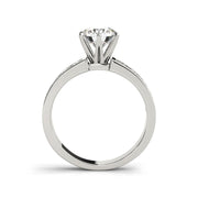 14K WHITE GOLD SIMPLE SOLITAIRE ROUND BRILLIANT CUT CHANNEL SET DIAMOND ENGAGEMENT RING