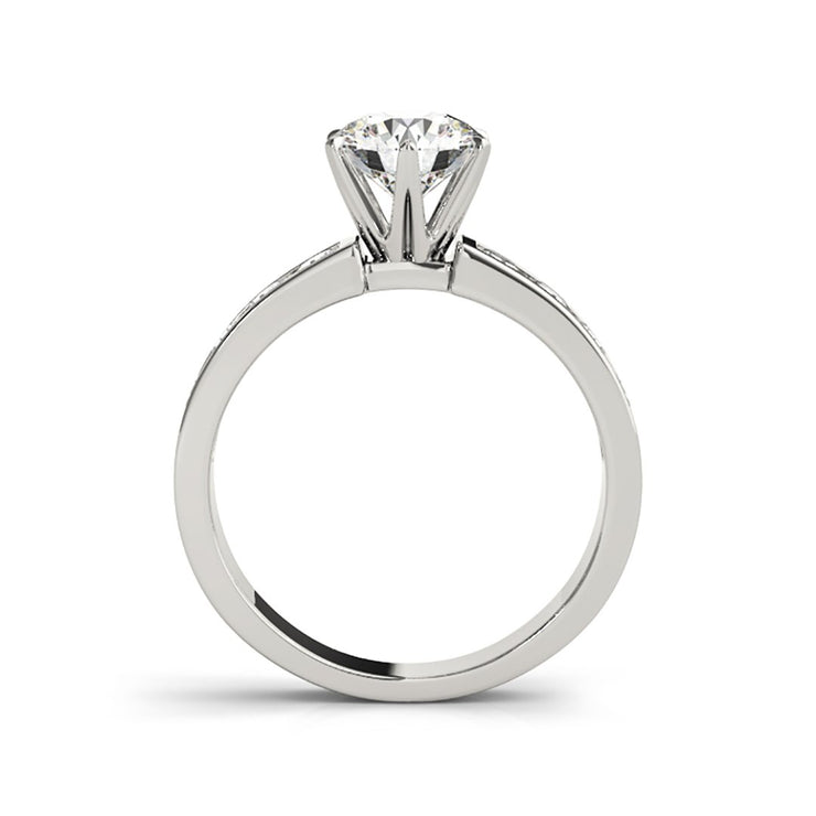 14K WHITE GOLD SIMPLE SOLITAIRE ROUND BRILLIANT CUT CHANNEL SET DIAMOND ENGAGEMENT RING