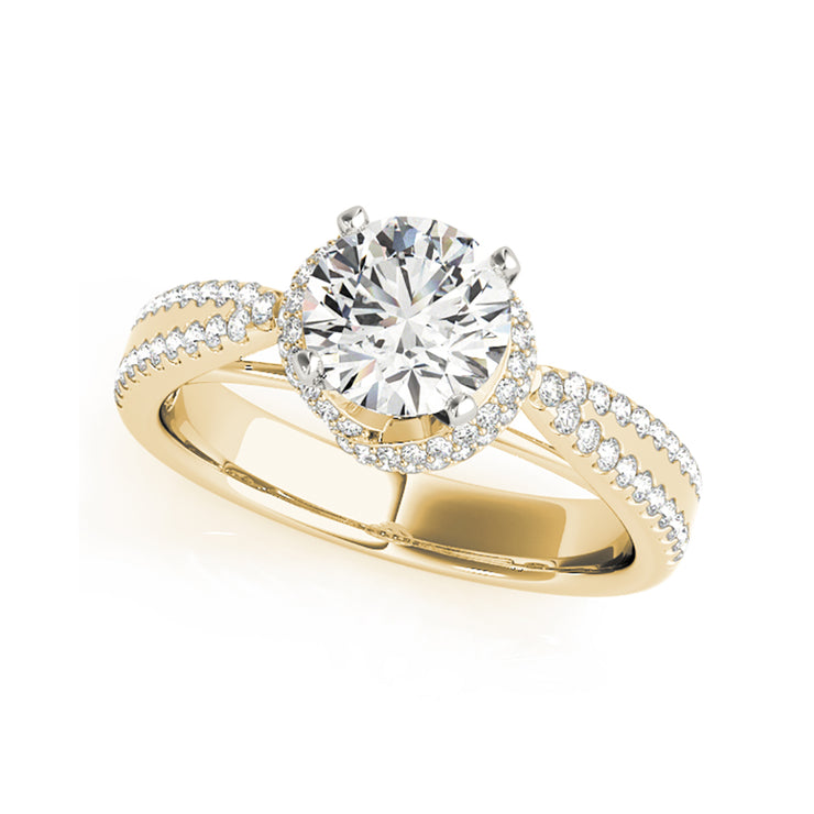 Sophisticated Solitaire Round Brilliant Cut Split Shank Diamond Engagement Ring(  0.94 CTW)