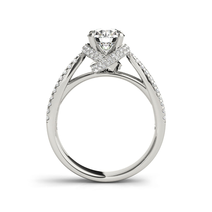 Sophisticated Solitaire Round Brilliant Cut Split Shank Diamond Engagement Ring(  0.94 CTW)
