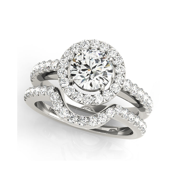 Round Briiliant Halo Diamond Engaement Ring(  0.74 CTW)