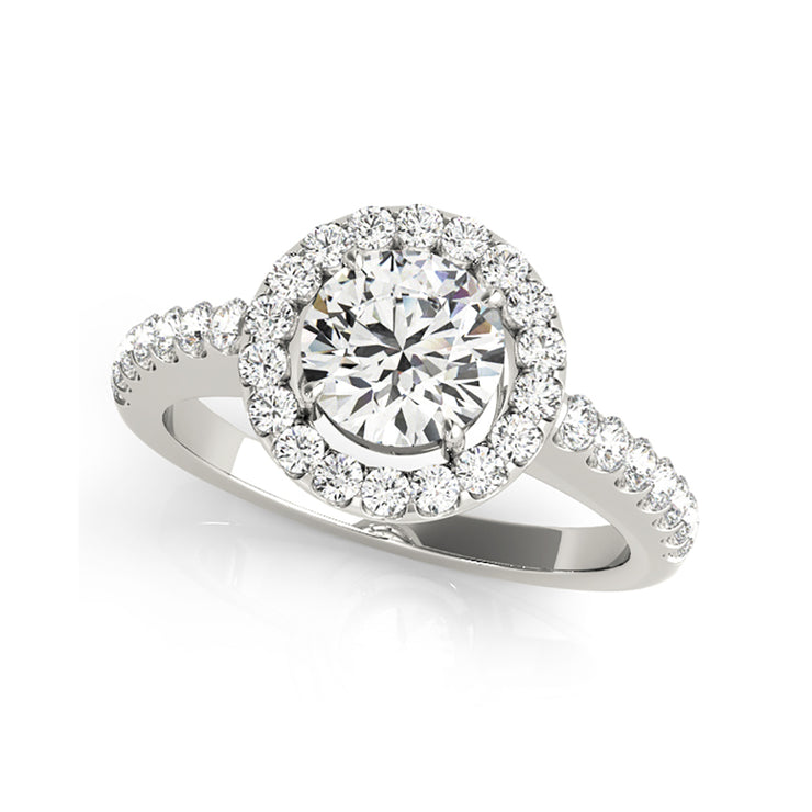 Round Briiliant Halo Diamond Engaement Ring(  0.74 CTW)
