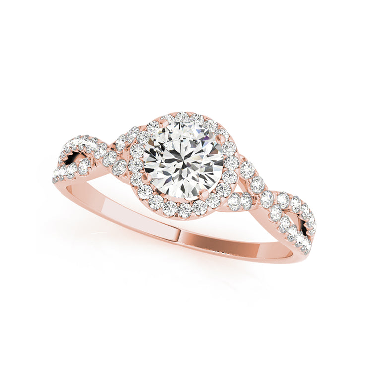 Round Brilliant Cut Halo With Infinty Shank Diamond Engagement(  0.75 CTW)
