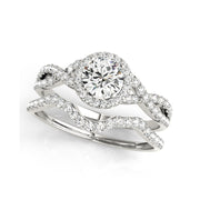 Round Brilliant Cut Halo With Infinty Shank Diamond Engagement(  0.75 CTW)